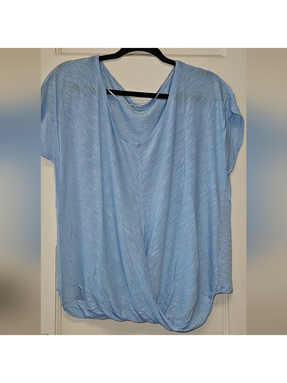 a.n.a Sky Blue Draped Short Sleeve Tee